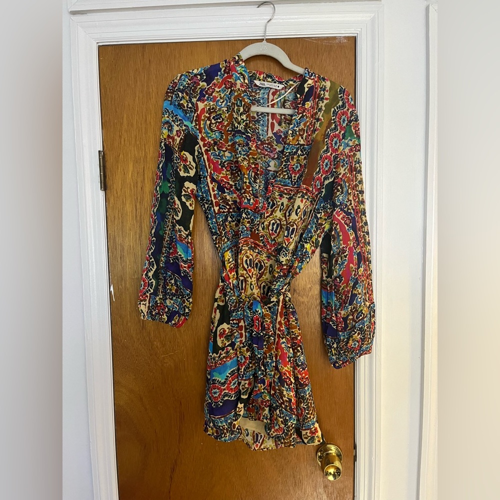 zara floral mini dress